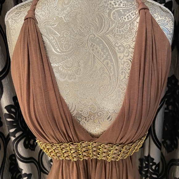 Sky Camel Halter Empire Waist Top with chain waist Embellished Detail SMALL - Picture 4 of 12